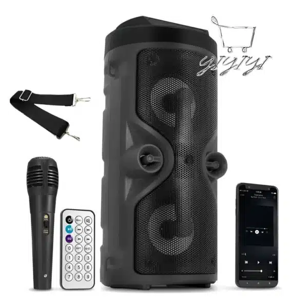 Caixa de Som Portátil Bluetooth Rádio Fm Usb Sd Controle Remoto Microfone Torre