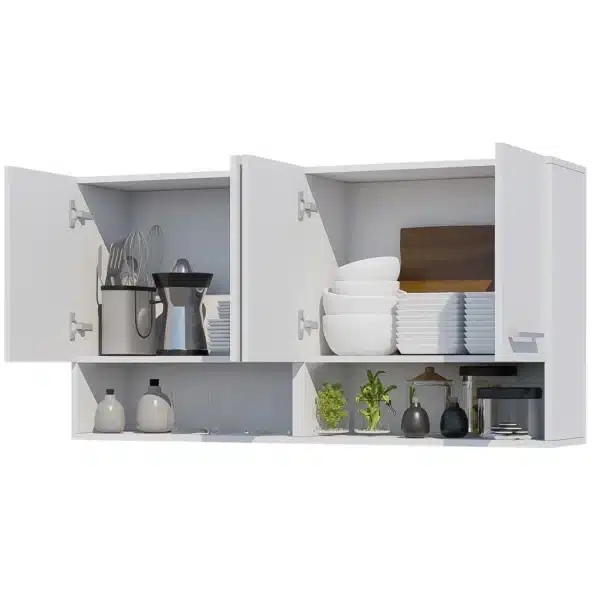 Armário de cozinha aéreo 4 portas 120cm com nicho resistente Bonatto