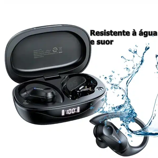 Fone sem fio Lenovo LP75 Fone De Ouvido Bluetooth 5.3 Com Gancho Esportivo HiFi Estéreo - Image 7
