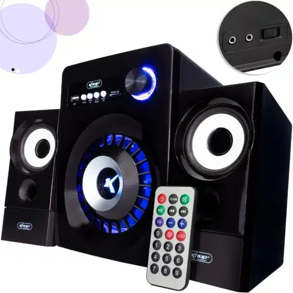 Caixa de som 2.1 subwoofer amplificador bluetooth tv pc aux fm
