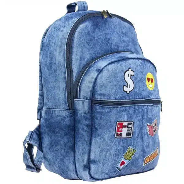 Mochila Jeans feminina Personalizada com patches sortidos Reforçada - Image 3