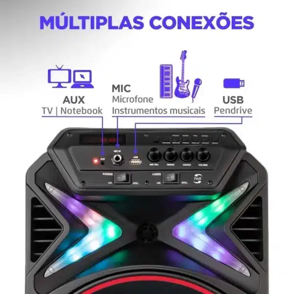 Caixa de som bluetooth amplificada, Mondial, Bivolt, 400W RMS - PRETA/VERMELHA - Image 2