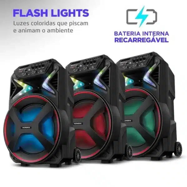 Caixa de som bluetooth amplificada, Mondial, Bivolt, 400W RMS - PRETA/VERMELHA - Image 5